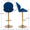 EALSON Velvet Swivel Bar Stools Set of 2 Modern Counter Height Barstools with Back and Gold Base Adjustable Bar Chairs Comfortable Upholstered Kitchen Island Stools for Home Bar/Pub, Navy Blue view 2