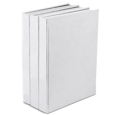 Set of 3 Decorative Books for Home Decor  Plain White Hardcover Journal w/ 160 Blank Unlined Pages Per Book - Designer Books for Coffee Table  Stackable Faux Books for Decoration
