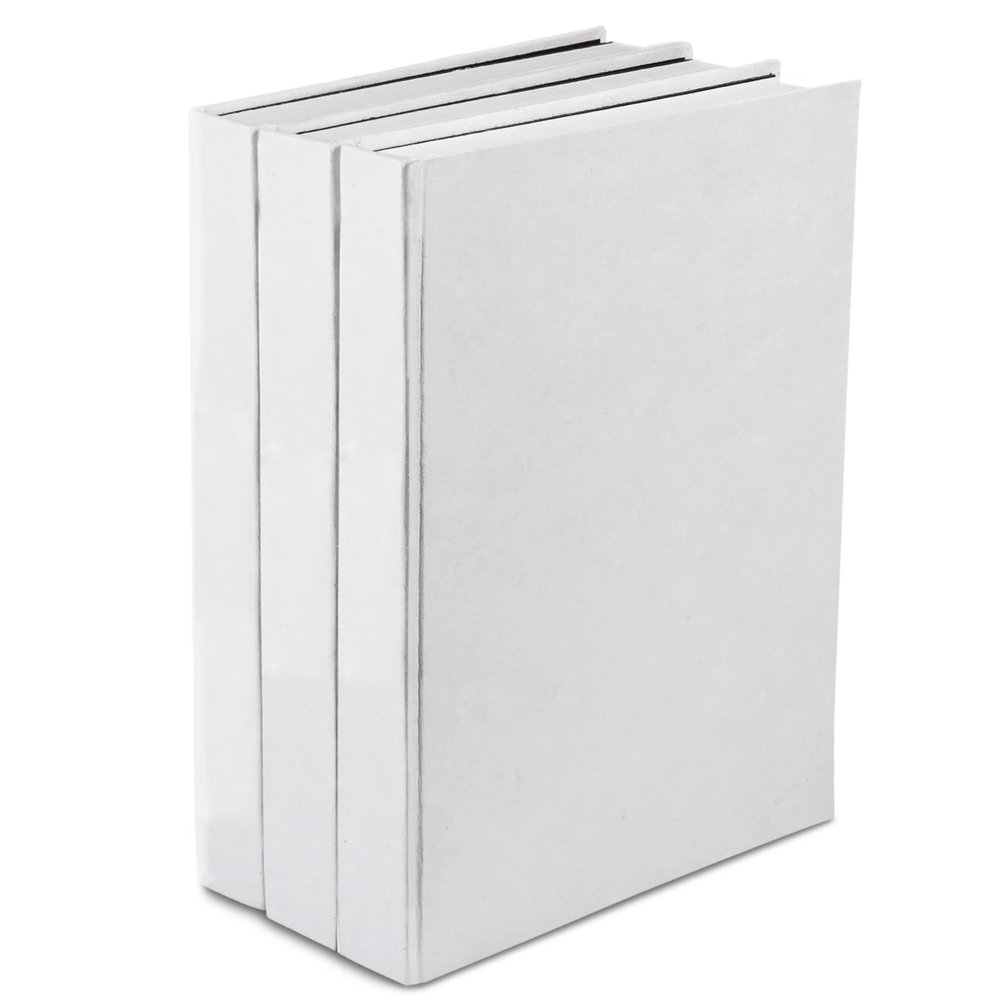 Set of 3 Decorative Books for Home Decor  Plain White Hardcover Journal w/ 160 Blank Unlined Pages Per Book - Designer Books for Coffee Table  Stackable Faux Books for Decoration