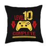 10th Birthday Boy Level 10 Complete Gamer Throw Pillow view 1