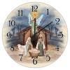 Jesus is The Reason Nativity Scene Clock for Wall Merry Christmas Christian Gift Wall Clocks Welcome Xmas Winter Wood Round Clock Battery Operated Silent Art Clocks for Living Room 10inch view 1