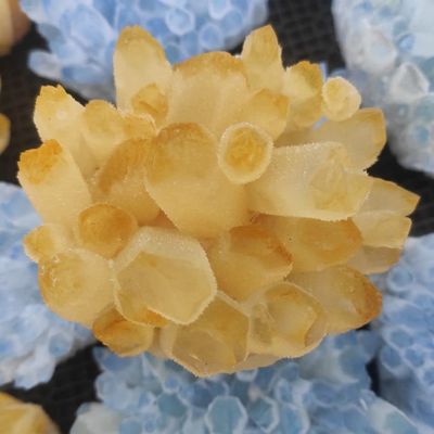 HXSCOO 1pcs Big Size Natural Citrine Quartz Geode Druzy Topaz Crystal Cluster Healing Specimen Home Decoration DIY Crafts Feng (Size : 600-700g)