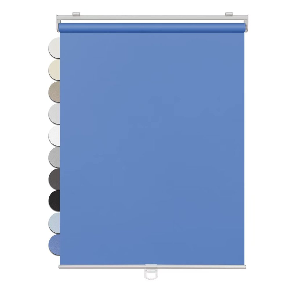 FHSBLINDS Cordless Custom Roller Shades for Windows Blinds for Windows-Room Darkening Waterproof Blackout Window Blinds & Shades for Home Kitchen Bedroom (Blue 100% Blackout, 39" W x 48" H)