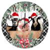 Clock for Wall Christmas Farm Animal Cow Pig Wall Clock Silent Non-Ticking Home Decorative Clocks Grey Black Plaid Check Xmas Wreath Round Wall Clocks Christmas Holiday Clocks 10inch view 1