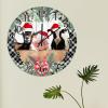 Clock for Wall Christmas Farm Animal Cow Pig Wall Clock Silent Non-Ticking Home Decorative Clocks Grey Black Plaid Check Xmas Wreath Round Wall Clocks Christmas Holiday Clocks 10inch view 3
