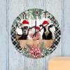 Clock for Wall Christmas Farm Animal Cow Pig Wall Clock Silent Non-Ticking Home Decorative Clocks Grey Black Plaid Check Xmas Wreath Round Wall Clocks Christmas Holiday Clocks 10inch view 4