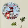 Christmas Cat Welcome Winter Clock for Wall Welcome Xmas Winter Clock Winter Flower Snow Scene Xmas Wreath Hanging Wall Clocks Battery Operated Silent Wall Clocks for Living Room 10inch view 4