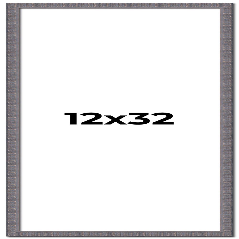 12x32 Frame Blue Kingsley Pewter Solid Wood Picture Frame Width 0.75 Inches |Interior Depth 0.5 Inches | Kingsley Pewter Frame with UV Acrylic, Foam Board Backing & Hanging Hardware