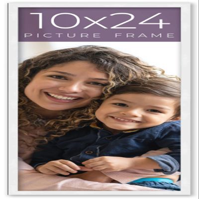 10x24 Frame White Real Wood Picture Frame Width 0.75 Inches | Interior Frame Depth 0.5 Inches | White Mid Century Photo Frame Complete with UV Acrylic, Foam Board Backing & Hanging Hardware