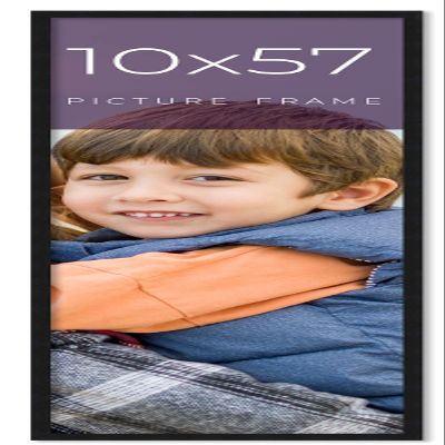 10x57 Frame Black Real Wood Picture Frame Width 0.75 Inches | Interior Frame Depth 0.5 Inches | Noir Classique Mid Century Photo Frame Complete with UV Acrylic, Foam Board Backing & Hanging Hardware