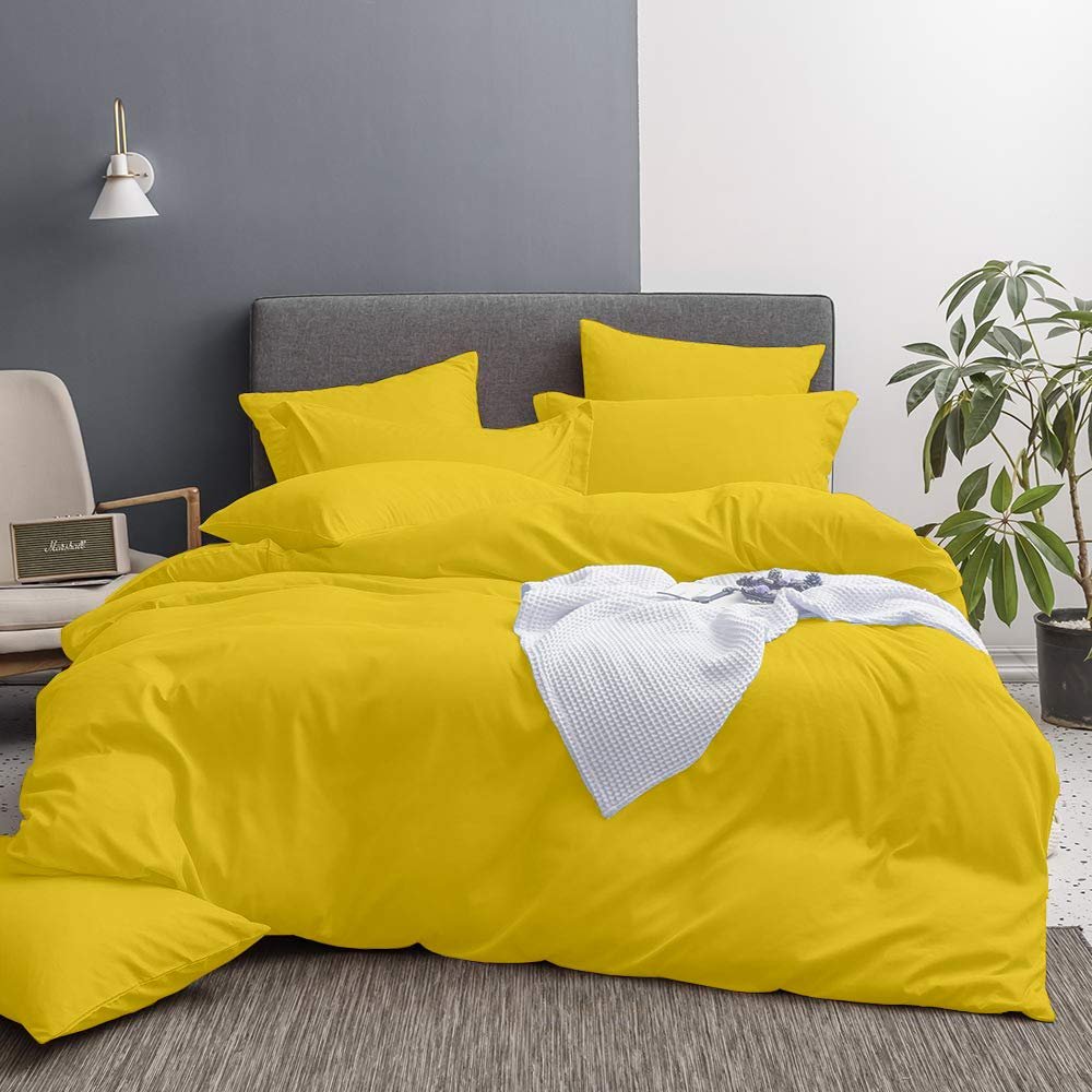 All Star Linen 1 Piece Hotel Luxury 800 Thread Count Egyptian Cotton Oversize Queen Duvet Cover Set Hidden Zipper Closer & Corner Ties Gold Duvet Cover Size Oversize Queen (98 x 98)