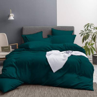 All Star Linen 1 Piece Hotel Luxury 800 Thread Count Egyptian Cotton King Duvet Cover Set Hidden Zipper Closer & Corner Ties Teal Duvet Cover Size King (90 x 106)