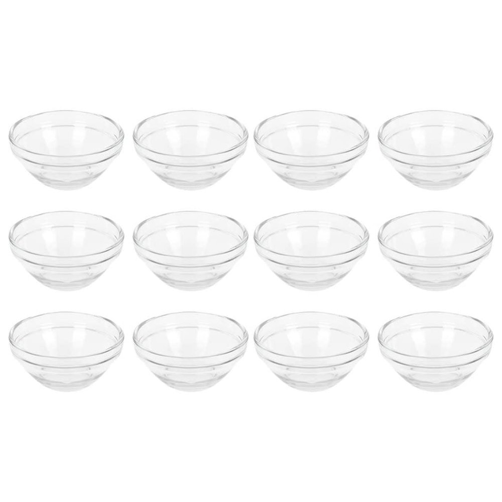 Beaupretty Glass Facial Mask Bowls 12-Piece Set 2.36 Inch Clear Essential Oil Mixing Bowls with Smooth Edges for Salon Spa Home Travel