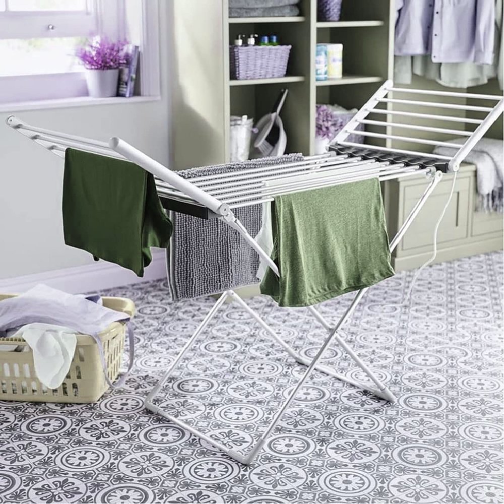 Electric Heated Clothes Drying Rack with Foldable Wings, Collapsible Dryer Clothes Hanger, Portable and Lightweight,Energy-Efficient, 45-55 C Constant Temperature,Easy Storage