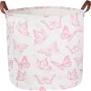 CLOCOR Pink Laundry Basket,Waterproof Nursery Hamper for Baby Girl ,Collapsible Storage Baskets for Girls Bedroom,Kids Toys Storage Bin,Room Decor,Gift BasketPink Butterfly view 1