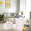 CLOCOR Pink Laundry Basket,Waterproof Nursery Hamper for Baby Girl ,Collapsible Storage Baskets for Girls Bedroom,Kids Toys Storage Bin,Room Decor,Gift BasketPink Butterfly view 2