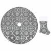 Gecheer Christmas Tree Skirt, Large 48 Inch Diameter, 100% Polyester, Grey Geometric Design, for Living Room Holiday Decor view 2