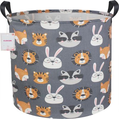 CLOCOR Kids Laundry Basket,Collapsible Fabric Storage Container,Baby Nursery Hamper for Boys,Kids Toys Bucket,Room Decor,Gift Basket(Animal Heads)
