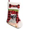MALIHONG Personalized 1 Pack Merry Christmas Stocking Lovely Shih Tzu Dog with Santa Hat Red Buffalo Plaid Check Snowflake Christmas Stocking Gift Bag Xmas Holiday Festival Decor Stocking 14.4" view 1