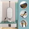 Gaommini Modern Hanging Rod Mirror, Clear Practical Metal Frame Mirror, Ceiling Mounted Mirror, Bathroom Vanity Makeup Mirror - Customizable Mirror Boom, Black (Size : 50cmx70cm) view 3