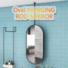 Gaommini Black Hanging Rod Mirror, Customizable Ceiling Mounted Mirror with Black Metal Frame Bathroom Mirror for Makeup Vanity with Ceiling Boom Hanging Mirror (Size : 40cmx60cm) view 2