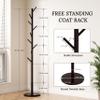 Bamdibola Wooden Freestanding Coat Tree with 4 Height Options and 9 Hooks, Sturdy Coat Rack Stand for Clothes/Bags/Hats, Save Space Coat Rack for Entryway, Bedroom, Office, Narrow Place (Coffee) view 2