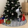 Gecheer Christmas Tree Skirt, Large Foldable Grey Polyester with Snow Pattern for Living Room Holiday Decor view 1
