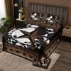 Abstract Cow Fur Print Kids Bedspread Queen Size,Boys Girls Adults Xmas Decor,Western Stars Wooden Board Coverlet Set,Rustic Farmhouse Quilted Coverlet,Brown Retro Bedding Quilt,2 Pillowcases view 1