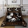 Abstract Cow Fur Print Kids Bedspread Queen Size,Boys Girls Adults Xmas Decor,Western Stars Wooden Board Coverlet Set,Rustic Farmhouse Quilted Coverlet,Brown Retro Bedding Quilt,2 Pillowcases view 2