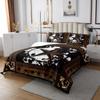 Abstract Cow Fur Print Kids Bedspread Queen Size,Boys Girls Adults Xmas Decor,Western Stars Wooden Board Coverlet Set,Rustic Farmhouse Quilted Coverlet,Brown Retro Bedding Quilt,2 Pillowcases view 3
