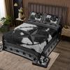 Homewish Cow Fur Abstract Kids Bedspread Queen Size,Boys Girls Adults Xmas Decor,Western Stars Wooden Plank Coverlet Set,Rustic Farmhouse Quilted Coverlet,Black Grey Retro Bedding Quilt,2 Pillowcases view 1