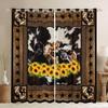 Abstract Cow Fur Print Kids Window Curtains for Boys Girls Adults Xmas,Western Stars Wooden Board Window Drapes,Sunflowers Rustic Brown Retro Window Treatments Grommet Top 2 Panel Set,52Wx63L inch view 1