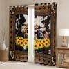 Abstract Cow Fur Print Kids Window Curtains for Boys Girls Adults Xmas,Western Stars Wooden Board Window Drapes,Sunflowers Rustic Brown Retro Window Treatments Grommet Top 2 Panel Set,52Wx63L inch view 2