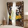 Abstract Cow Fur Print Kids Window Curtains for Boys Girls Adults Xmas,Western Stars Wooden Board Window Drapes,Sunflowers Rustic Brown Retro Window Treatments Grommet Top 2 Panel Set,52Wx63L inch view 3