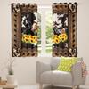 Abstract Cow Fur Print Kids Window Curtains for Boys Girls Adults Xmas,Western Stars Wooden Board Window Drapes,Sunflowers Rustic Brown Retro Window Treatments Grommet Top 2 Panel Set,52Wx63L inch view 4