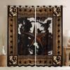 Abstract Cow Fur Print Kids Window Curtains for Boys Girls Adults Xmas,Western Stars Wooden Board Window Drapes,Rustic Farmhouse Brown Retro Window Treatments Grommet Top 2 Panel Set,42Wx90L inch view 1