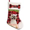 MALIHONG Personalized 1 Pack Merry Christmas Stocking Shih Tzu Dog with Santa Hat Red Buffalo Plaid Check Snowflake Christmas Stocking Gift Bag Xmas Holiday Festival Decor Stocking 14.4" view 1