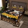 Abstract Cow Fur Print Kids Bedspread King Size,Boys Girls Adults Xmas Decor,Western Stars Wooden Board Coverlet Set,Sunflowers Rustic Quilted Coverlet,Brown Retro Bedding Quilt,2 Pillowcases view 1