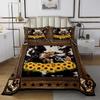 Abstract Cow Fur Print Kids Bedspread King Size,Boys Girls Adults Xmas Decor,Western Stars Wooden Board Coverlet Set,Sunflowers Rustic Quilted Coverlet,Brown Retro Bedding Quilt,2 Pillowcases view 2