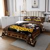 Abstract Cow Fur Print Kids Bedspread King Size,Boys Girls Adults Xmas Decor,Western Stars Wooden Board Coverlet Set,Sunflowers Rustic Quilted Coverlet,Brown Retro Bedding Quilt,2 Pillowcases view 3