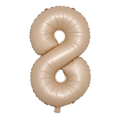40 inch Caramel Cream Color Number Balloons 0-9 Large Digital Foil Helium Brown Beige Balloon Happy Birthday Party Decoration (40 inch Caramel 8)
