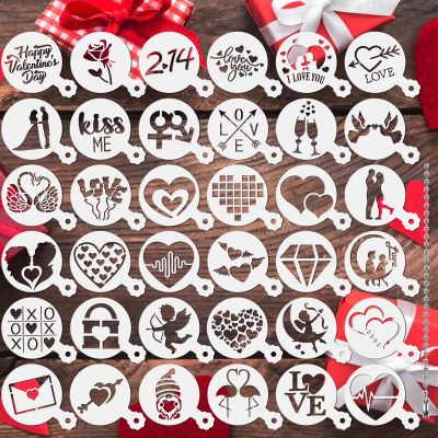 JULBEAR 36 Pcs Valentine's Day Cookie Stencils Templates for Baking Coffee