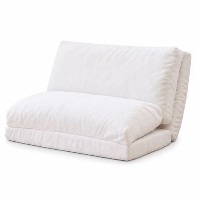 N&V Folding Matress Sofa Bean Bag Bed, Foam Filling Folding Matress Sofa, Includes Removable and Machine Washable Cover, Soft Premium Faux Fur (Medium, White)