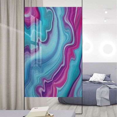 Aqua Pink Colorful Decorative Window Vinyl Abstract Color Formation Wavy Aqua Pink Lines Window Film Non-Adhesive Frosting Privacy Film Marble 23.6Wx47.2L-inch