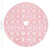 Gecheer Christmas Tree Skirt, Pink Polyester Large Foldable Circular Design with Snow Pattern for Living Room Holiday Decor view 3