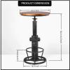 BOKKOLIK Industrial Bistro Bar Table 38.6-44.4inch Height Adjustable Farmhouse Pub Table for Kitchen Dinning Room Office Swivel Wooden Top view 2