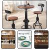 BOKKOLIK Industrial Bistro Bar Table 38.6-44.4inch Height Adjustable Farmhouse Pub Table for Kitchen Dinning Room Office Swivel Wooden Top view 3