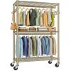 VIPEK R2 Plus Rolling Clothes Rack for Hanging Clothes Heavy Duty Garment Rack 3 Tiers Adjustable Wire Shelving Clothing Racks with Double Hanging Rods, Closet Organizers and Storage, Gold view 1