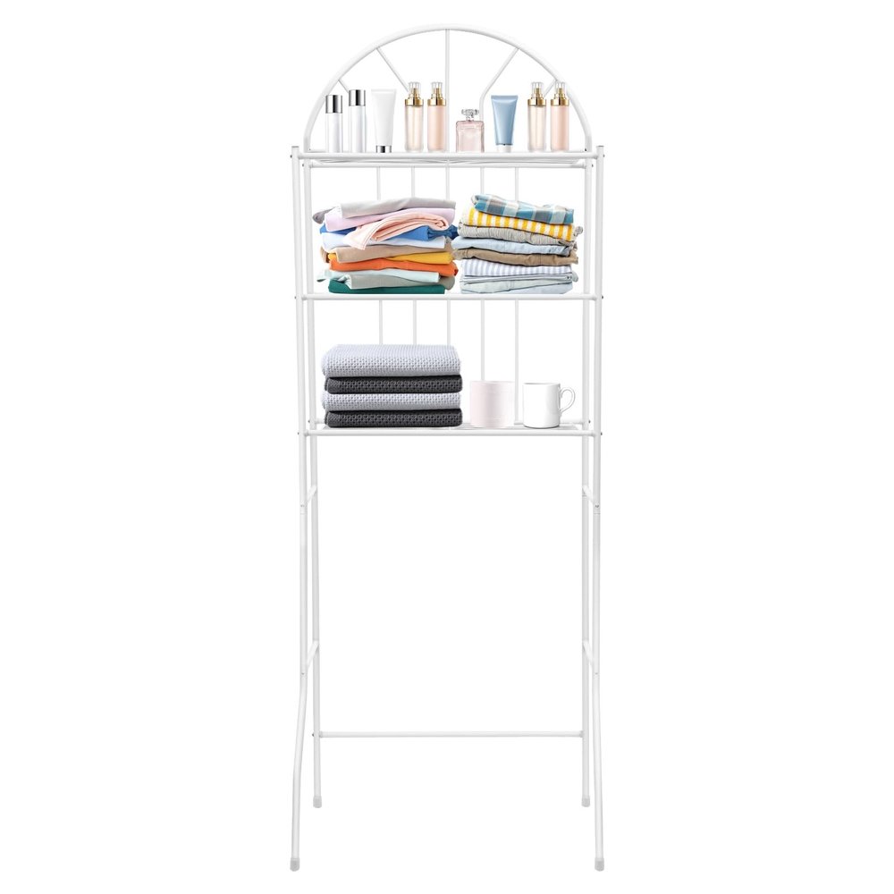 3-Shelf Bathroom Organizer Over The Toilet Storage, 3-Tier Over The Toilet Bathroom Shelf, Bathroom Space Saver Organizer Rack, Freestanding Above Toilet Stand for Bathroom, Restroom, Laundry