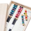 AOBA Handcrafted Japanese Wooden Chopsticks and Chopstick Rest Set of 2 Pairs in Gift Box: Blue and Pink (Kanade) [Dishwasher-safe/ Made in Japan] view 1